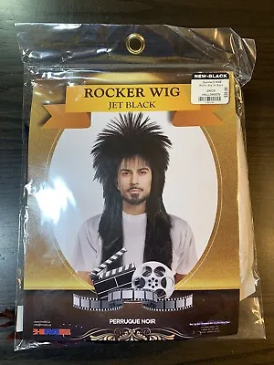 80's Rockstar Wig Jet Black Costume Halloween Punk Rocker • $16.47