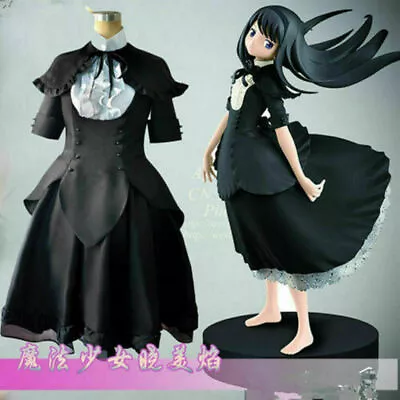 Puella Magi Madoka Magica Akemi Homura Black Long Dress Cosplay Costume & • $65.99