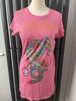Ed Hardy Pink T Shirt Small Dress Dragon Y2K Size L • $24.87