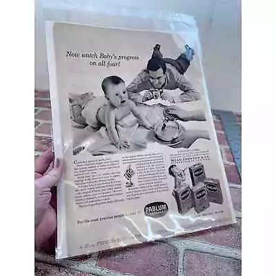1951 Pablum Cereals - Dad Laying On Floor Taking Baby's Photo -Orig Vtg PRINT AD • $19.99