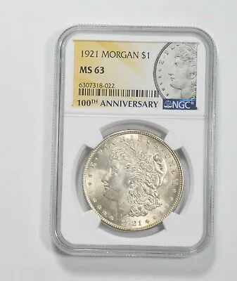 1921 MS63 100th Anniv 2021 Special Label Morgan Silver Dollar NGC *0144 • $76.95