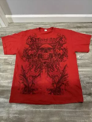 Vtg Y2K Miami Ink T Shirt Sz L Tribal Skulls Daggers Affliction MMA Red • $24.95