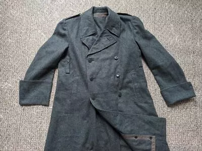 Vintage WWII Trenchcoat SWEDISH Army Military 42R Double Breasted WOOL Green • $159.95