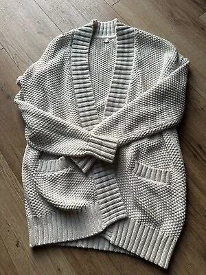 Margaret OLeary Cardigan Sweater S Oversized Chunky Knit Varsity Open Front EUC • $68