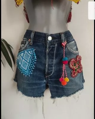 Vintage Denim Levi's Shorts Cut Off Waist 30 Inches Upcycled Festival Vibes • £29