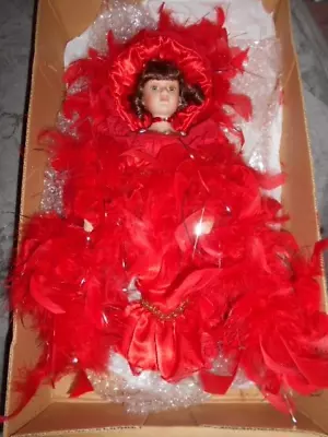 £10.99 • Buy Stunning Vintage 16  Porcelain Doll Ostrich Feathers Boa Aand Dress. US Import 