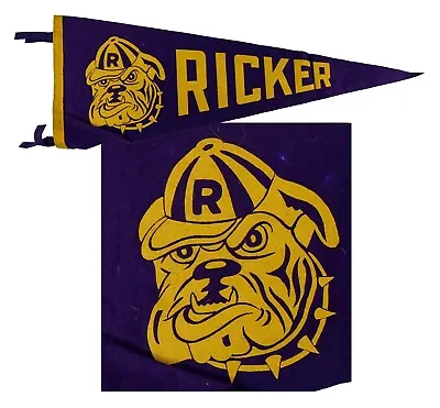 “RICKER” Bulldogs Defunct Maine College 1848-1978 ⭐ 1960s Rare Keezer Pennant 👀 • $150