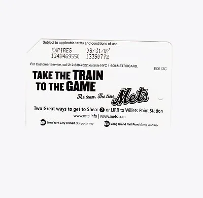 Expired NYC MTA Metrocard Take The Train To The Game • $5.70