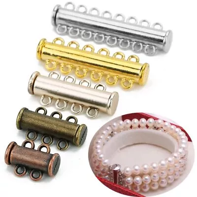 Magnetic Clasps Crimp End Caps Slider Clasp Buckles Tubes DIY Bracelet Hook 5Pcs • $12.54