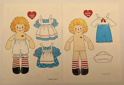 Vintage Raggedy Ann & Andy Paper Doll & Wardrobe By Mary Lou Jones C.1987 • $7