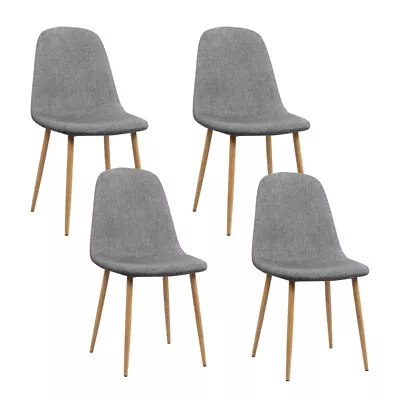 Artiss 4x Dining Chairs Fabric Chair Seat Kitchen Cafe Modern Iron Light Grey • $146.92