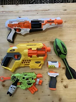 NERF Set Of 3 Guns + Accessories + Mega Vortex Whistle Bar Tested And Work • $29