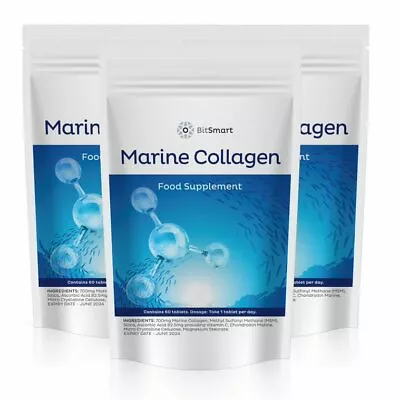 Hydrolised Marine Collagen Tablets 1400mg Type 1 Pure Max Strength Skin Hair • £9.99