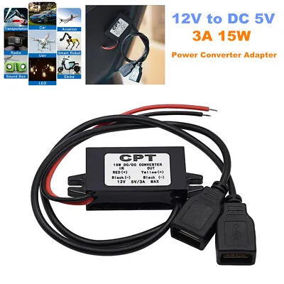 $9.89 • Buy Car 12V To DC 5V Hard Wired Dual USB Output Power Adapter Charger For Dash Cam