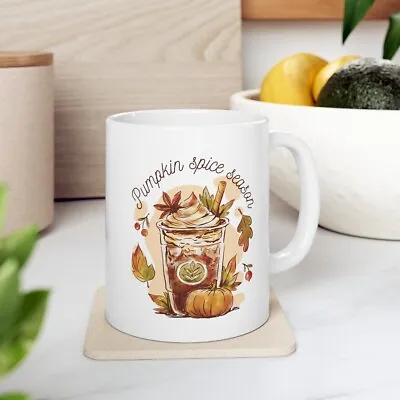 $7.33 • Buy Pumpkin Spice Season White Ceramic Coffee Mug 11oz Fall Cute Gift Cup 