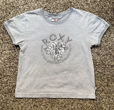 Vintage 1999 Double Sided Roxy Quicksilver Crop Top T-shirt SZ LG • $8