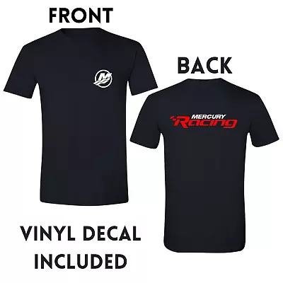 Mercury Mercruiser Boat Outboard Racing T-Shirt Free Decal-MORE COLORS INSIDE!! • $23.95