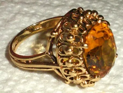 VINTAGE 10K GOLD CITRINE ENGAGEMENT RING SIZE 8 Tuvi • $495