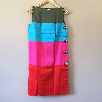 Vtg 60s 70s COLE Of CALIFORNIA FUN FASHIONS Dress Colorblock Jr Size 11/12 • $55