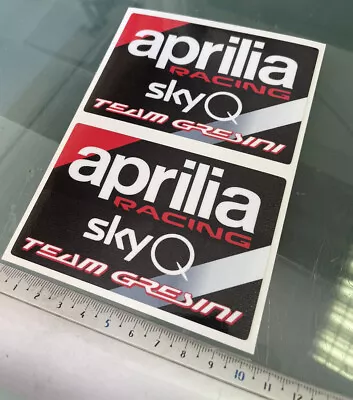 Aprilia Sky Q Team Gresini Logo Moto GP Decals / Stickers (100mm X 65mm) X2 • $8.02