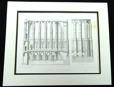 £42 • Buy Reims Cathedral Antique Architectural Building Diagram Engraving Print 1857