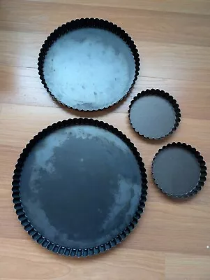 Assorted (4x) Non-Stick Tart Pans Removable Bottom Fluted For Quiche Etc • $3