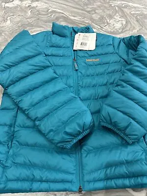 NEW Marmot Girls Youth Puffer Jacket Teal  700 Fill Down Coat Full Zip XL • $29.98