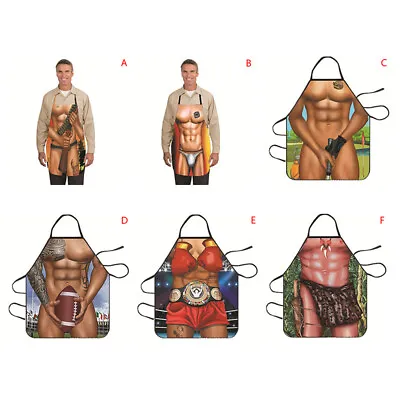 Kitchen Apron Polyester Dinner Party Cooking Apron Men Muscles Sexy Adult Bib F6 • $3.82