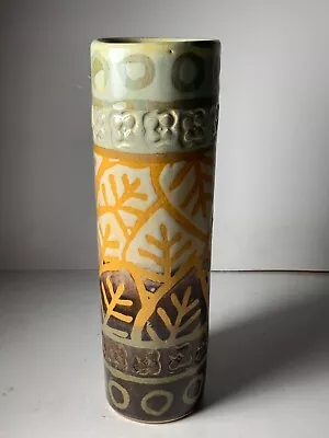 Vintage Studio Art Pottery Cylinder Drip Glazed Signed 8.5 In. • $18.75