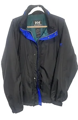 Helly Hansen Jacket Mens  Windbreaker Black Mesh Lined Hooded Helly Tech Large • $45