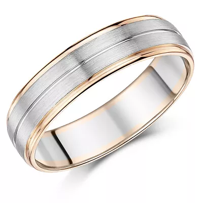 6mm Palladium 950 & 9ct Rose Gold Ring Two Colour Wedding Ring  • £816.44