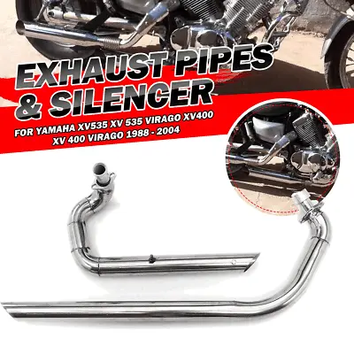 Silver Exhaust Pipes Full System Silencers Fit For Yamaha VIRAGO 535 XV535 XV400 • $95.99