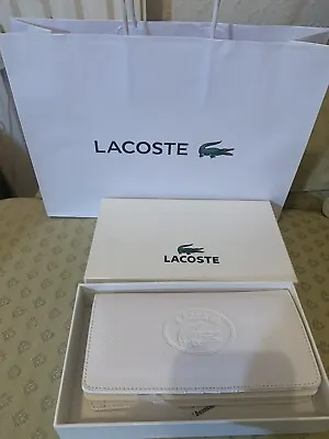 LACOSTE Women's White Purse Wallet Boxed Gift Bag Set RRP£98 Brand New • £58