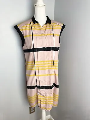 $17.99 • Buy JASON WU For TARGET Women’s Pleated Shift Dress Pink Yellow Black Stripe Large