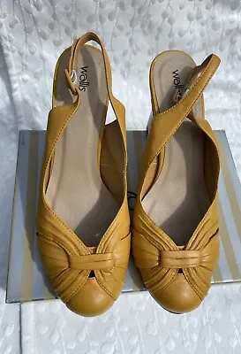 £5.50 • Buy Wallis Leather Shoes, Mustard Colour Sling Back Heels 