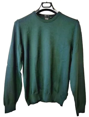 Hugo Boss Virgin Wool Mens Sweatshirt Sweater Green Small S Lightly Used • $39.99