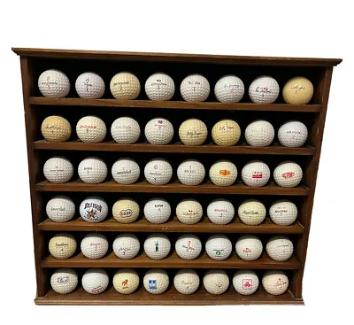 Solid Mahogany Wood Display Case Shelf With 48 Vintage Golf Balls Table Or Wall • $95