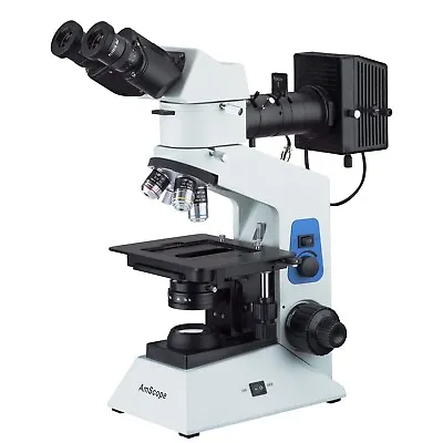 Amscope 40X-500X Binocular Dual-Illumination Upright Metallurgical Microscope • $765.59