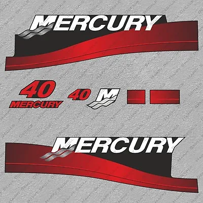 Mercury 40 Hp Two Stroke Outboard Engine Decals Sticker Set Reproduction 40HP • $44.99