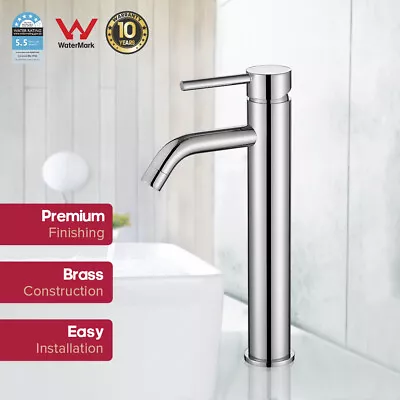 WELS Tall Basin Mixer Tap Bathroom Counter Top High Round Vanity Faucet Brass • $75.99