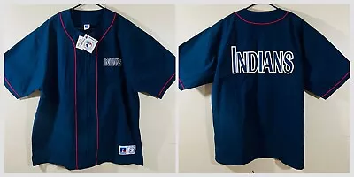 Rare VTG Russell Athletic Cleveland Indians Full Zip Up Jersey Shirts Mens Sz XL • $21.21