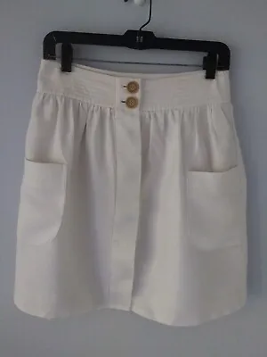 J Crew Mini Skirt Sz 8 Ivory Linen Blend Button Down Lined  EUC Spring/Summer • $14.99