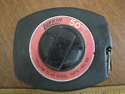 LUFKIN 50 Ft. Yellow Clad Steel Tape No. 50 Vintage Tape Measure • $5.99