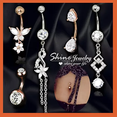 $8.74 • Buy Diamond Opal Belly Button Navel Ring Crystal Dangle Drop Ball Bar Body Piercing