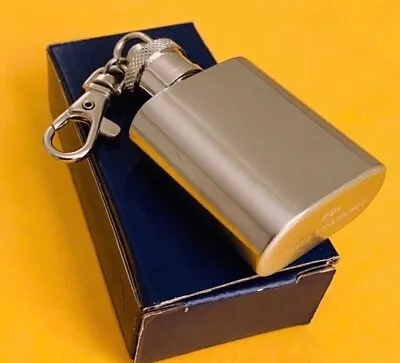 1oz Mini Stainless Steel Liquor Flask With Attached Screw Cap And Key Ring NIB • $5.99