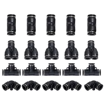 Push To Connect Fittings Air Line Pneumatic Fittings Kit Fits 1/4 Inch OD 20 Pcs • $21.99