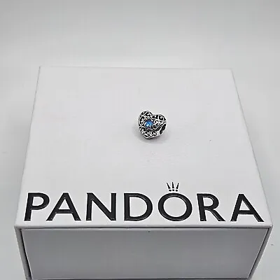 Genuine Pandora December Blue Signature Heart Birthstone Charm ALE925 #791784NLB • £25