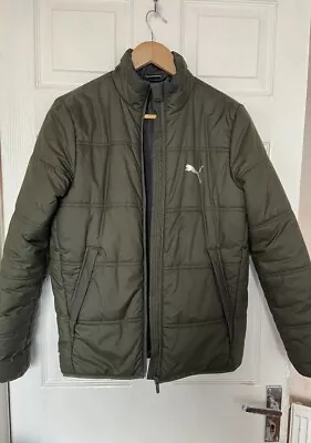 Puma Padded Quilted Green Jacket Coat UK Size 8-10 Zip Up Collar • £12