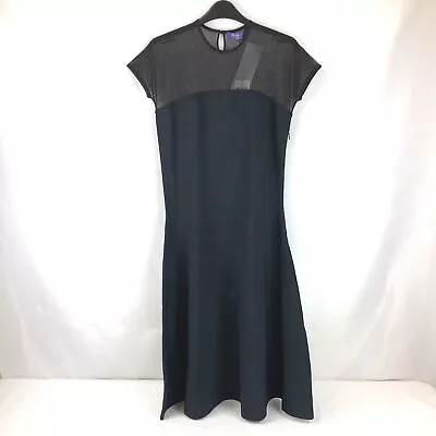 Ralph Lauren A-Line Midi Dress With Mesh Detail In Navy/Black - Women's Medium  • $229.99