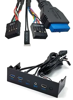 PC Computer Case Power Switch ON/OFF USB C A AUX 3.5 Button IO Cable Motherboard • $18